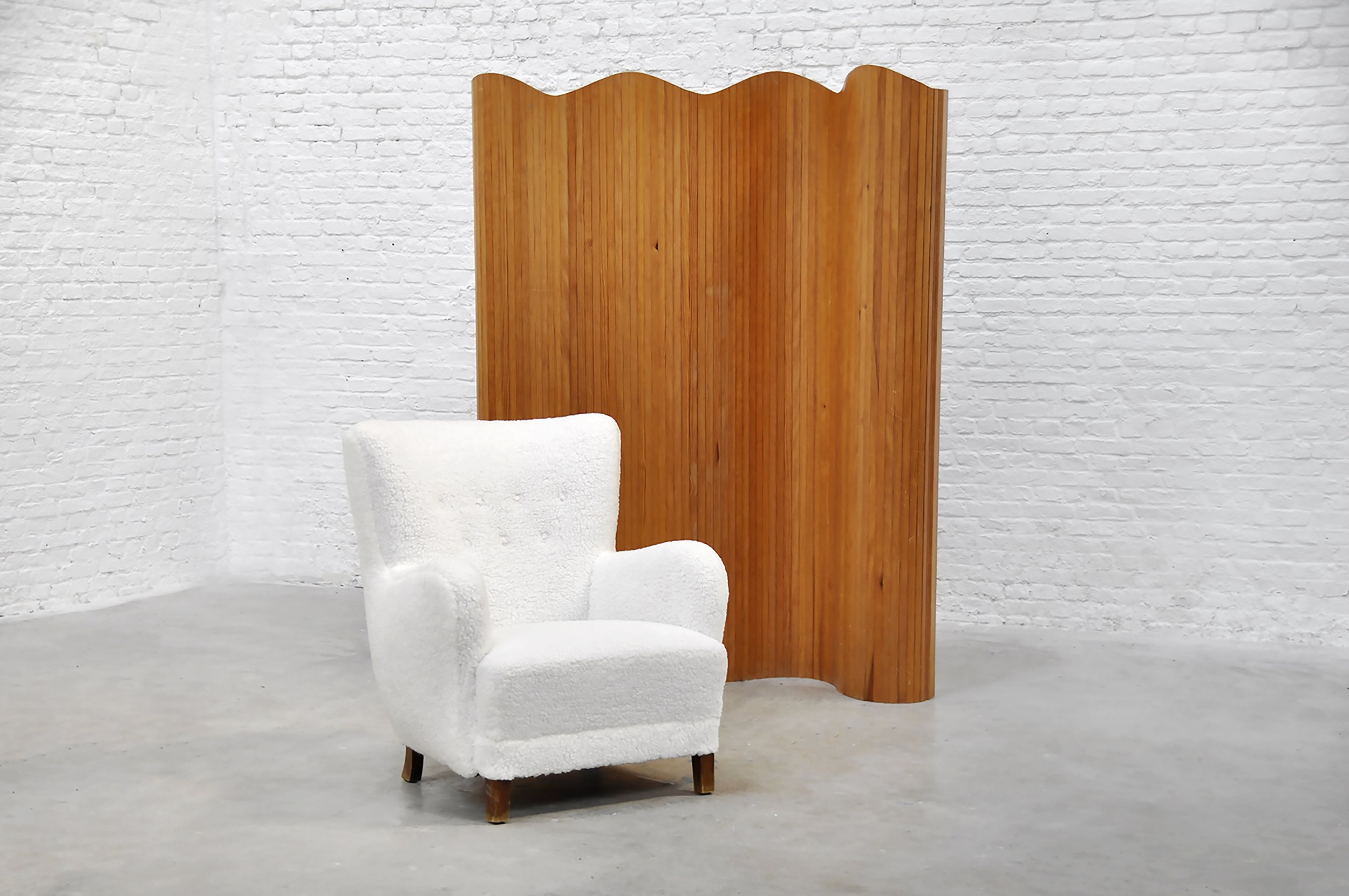 French Room Divider in Patinated Pine Attributed Jomaine Baumann